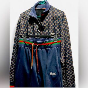Gucci Navy and Gold Monogram Jacket